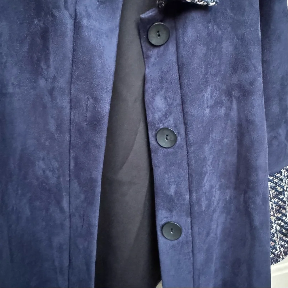 Navy Blazer with Tweed Accents - Picture 6 of 10